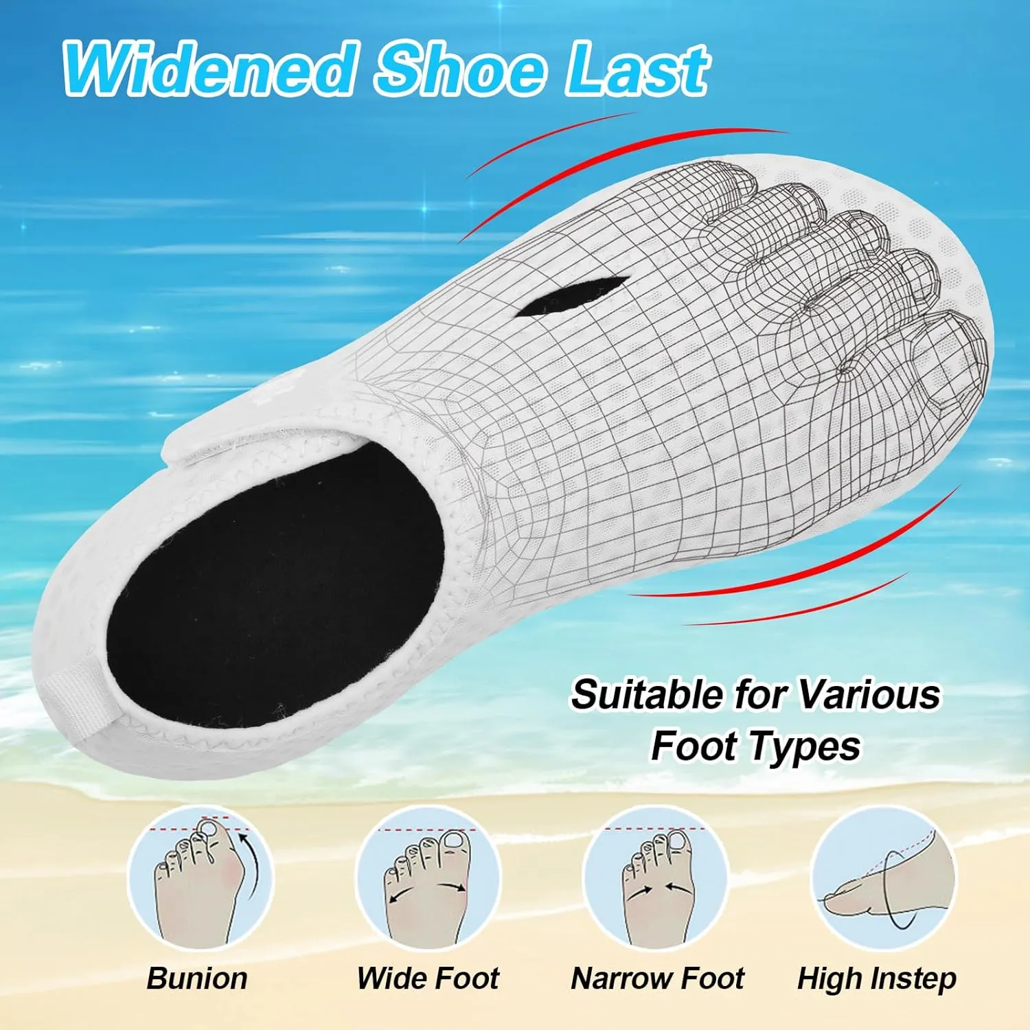 LeIsfIt Water Shoes for Women Men Wide Swim Beach Barefoot Shoes Quick Dry Aqua Socks for Pool Diving Boating River Yoga Lake Surf