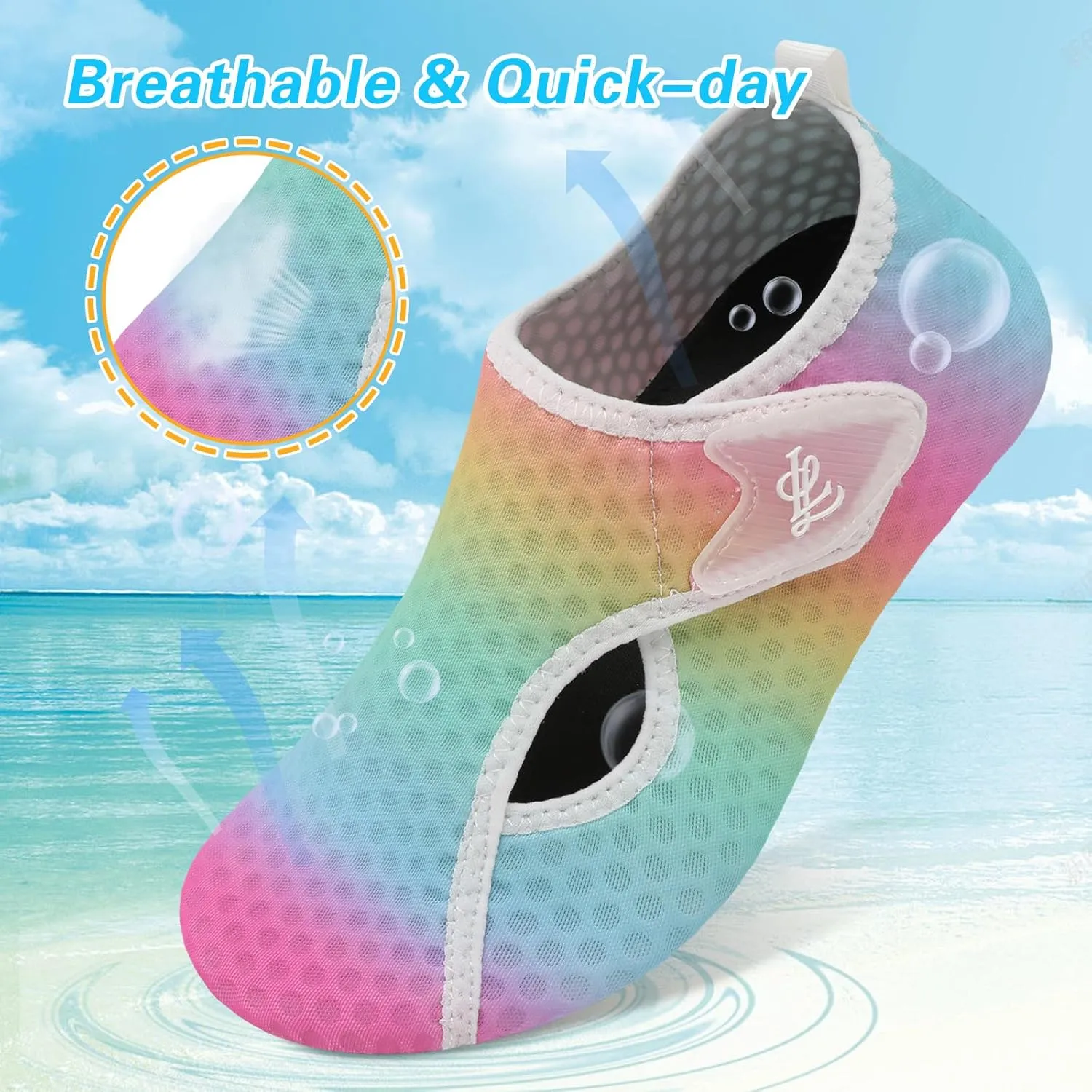 LeIsfIt Water Shoes for Women Men Wide Swim Beach Barefoot Shoes Quick Dry Aqua Socks for Pool Diving Boating River Yoga Lake Surf