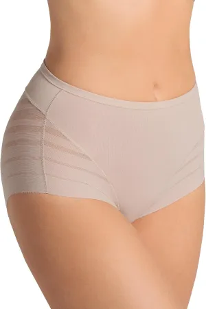 Leonisa High Waisted Invisible Tummy Control Shapewear for Women - Stripe Lace Ladies Underwear Panties