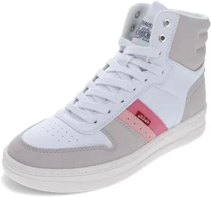 Levi's Women's Drive HI Sneaker, White/Cement/Rose, 10