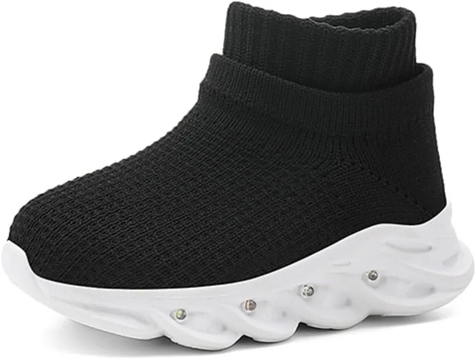 Light Up Led Casual Shoes for Toddler and Little Kids Luminous Breathable The First Walking Slip On Tennis Boys Girls