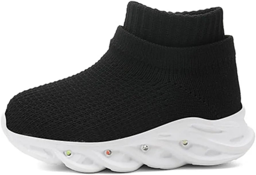 Light Up Led Casual Shoes for Toddler and Little Kids Luminous Breathable The First Walking Slip On Tennis Boys Girls