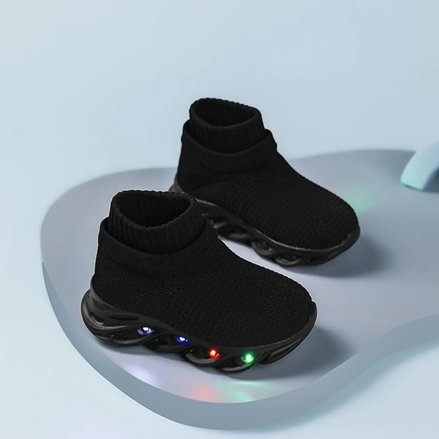 Light Up Led Casual Shoes for Toddler and Little Kids Luminous Breathable The First Walking Slip On Tennis Boys Girls