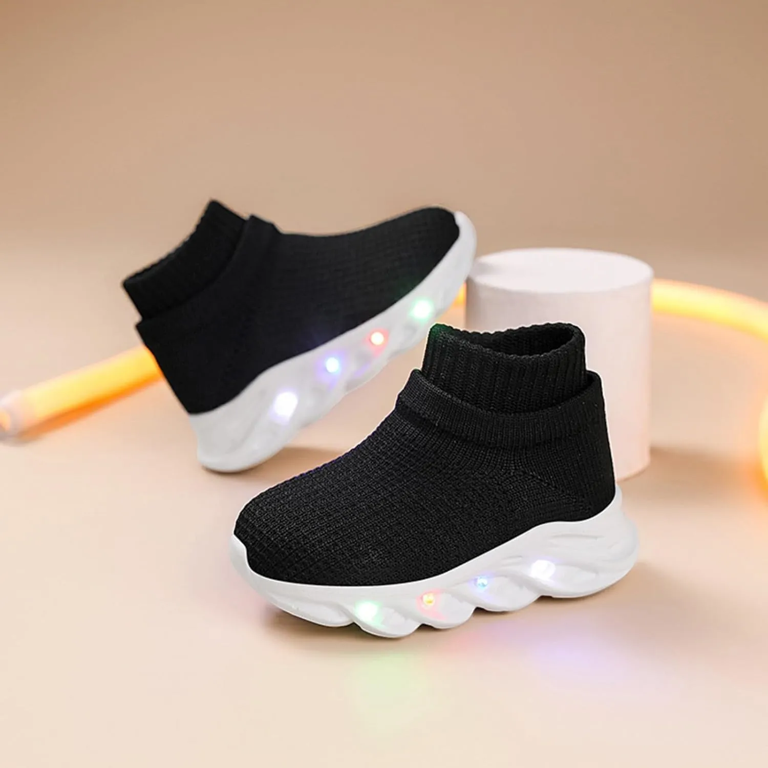 Light Up Led Casual Shoes for Toddler and Little Kids Luminous Breathable The First Walking Slip On Tennis Boys Girls