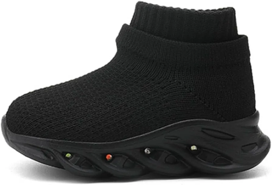 Light Up Led Casual Shoes for Toddler and Little Kids Luminous Breathable The First Walking Slip On Tennis Boys Girls