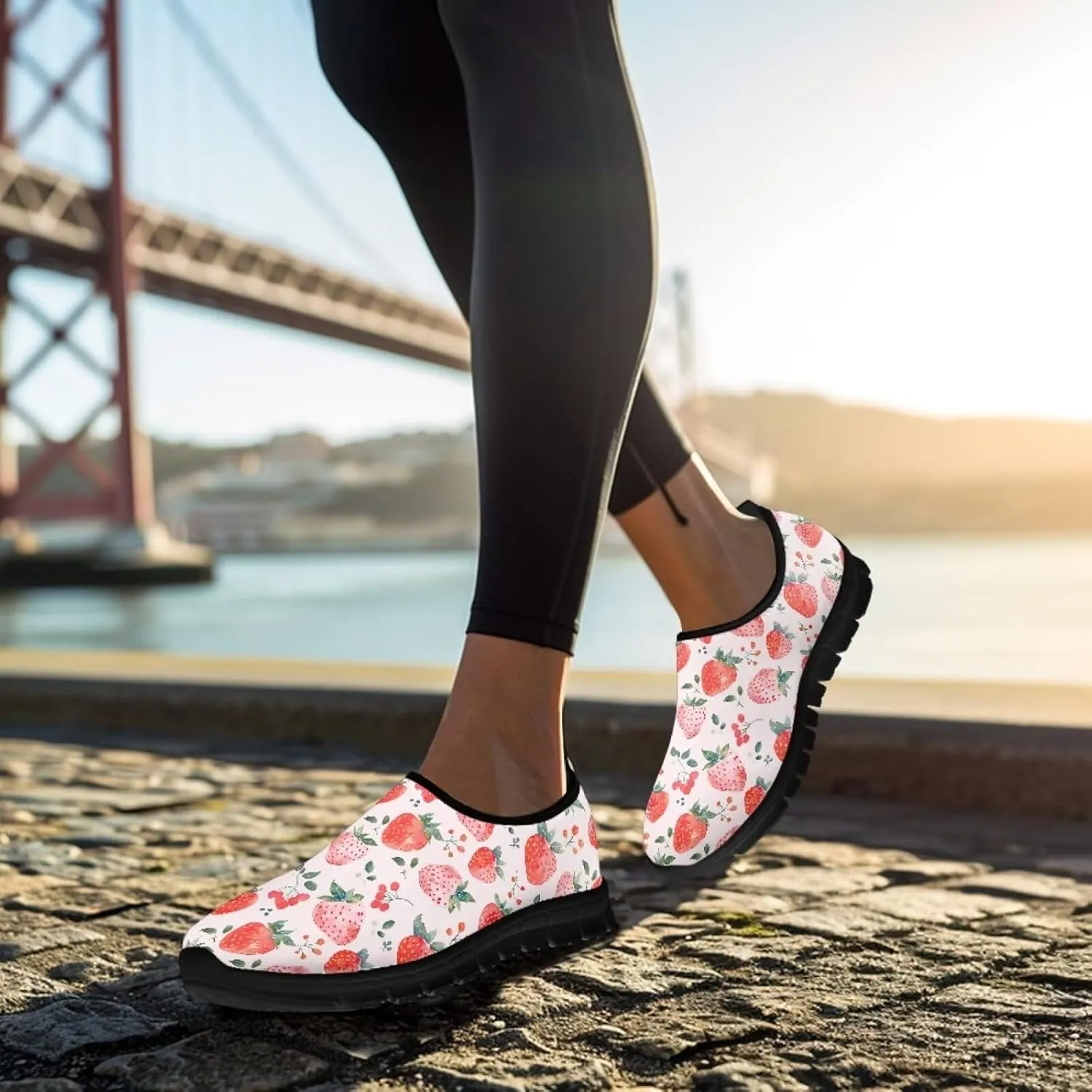 Light Weight Slip On Walking Shoes for Women,Breathable Athletic Running Shoes Anti Slip Gym Workout Shoes Lady Low Top Sneaker Jogging Shoes