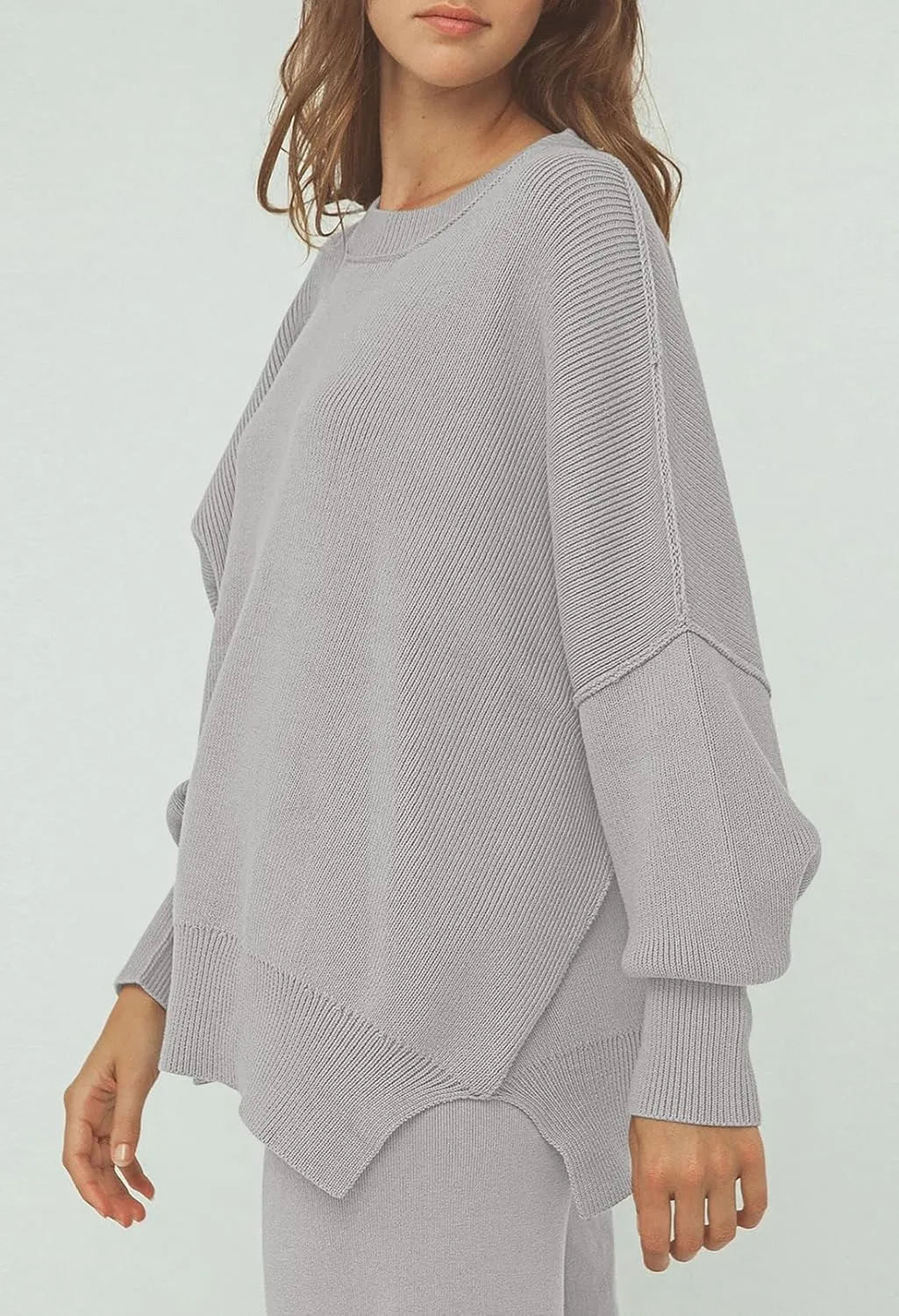 Linsery Women 2 Piece Sweater Sets Long Sleeve Knit Top Matching Wide Leg Pant Knitted Sweatsuit Outfits