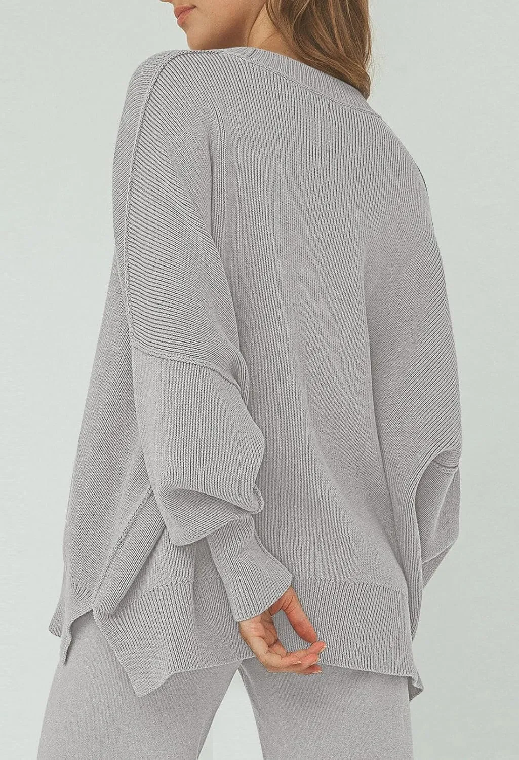 Linsery Women 2 Piece Sweater Sets Long Sleeve Knit Top Matching Wide Leg Pant Knitted Sweatsuit Outfits