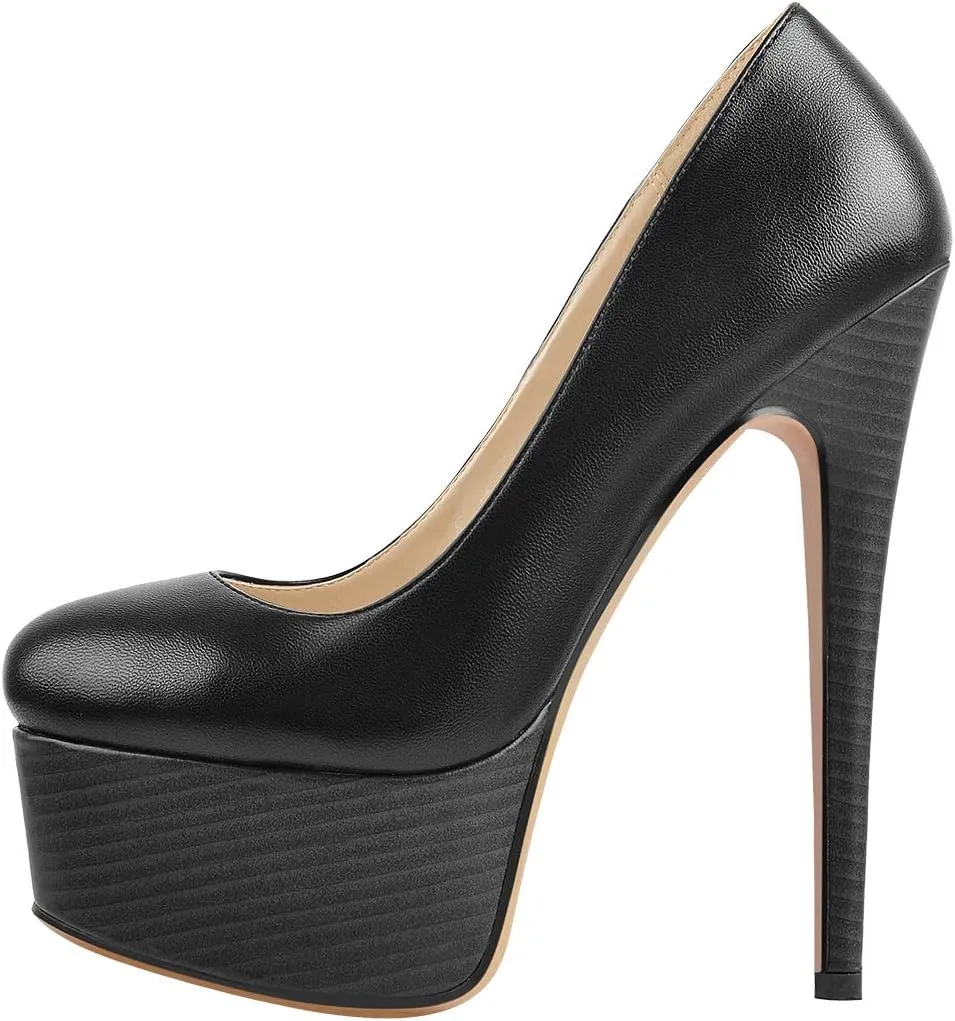 LISHAN Women's Platform 5.9in Super High Heels Pumps Slip On Pointed Toe Sandals