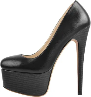 LISHAN Women's Platform 5.9in Super High Heels Pumps Slip On Pointed Toe Sandals