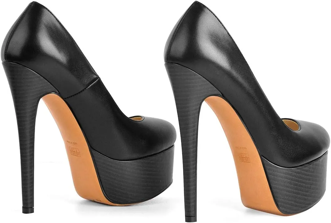 LISHAN Women's Platform 5.9in Super High Heels Pumps Slip On Pointed Toe Sandals