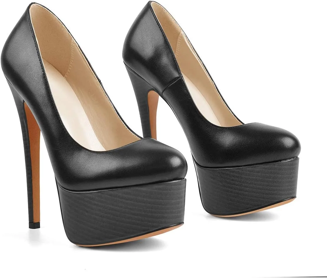 LISHAN Women's Platform 5.9in Super High Heels Pumps Slip On Pointed Toe Sandals