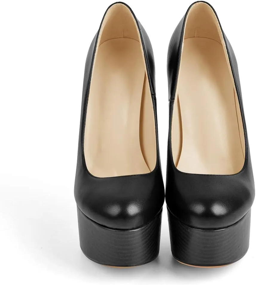 LISHAN Women's Platform 5.9in Super High Heels Pumps Slip On Pointed Toe Sandals