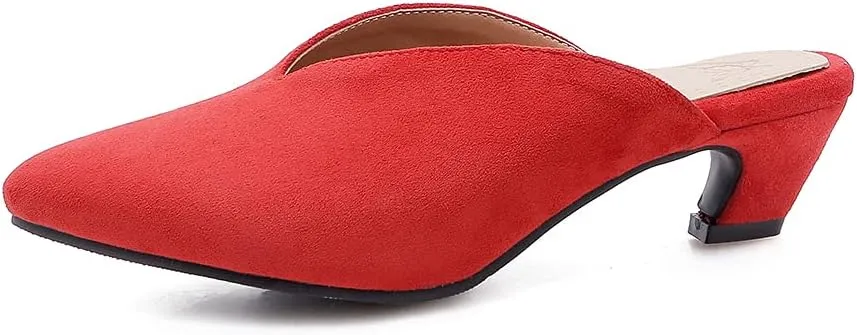 LISYIIZ Womens SS123 Comfort Solid Low Top Imitated Suede Low Flare Slides