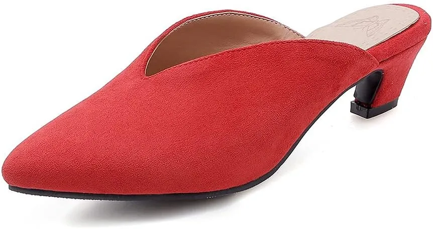 LISYIIZ Womens SS123 Comfort Solid Low Top Imitated Suede Low Flare Slides