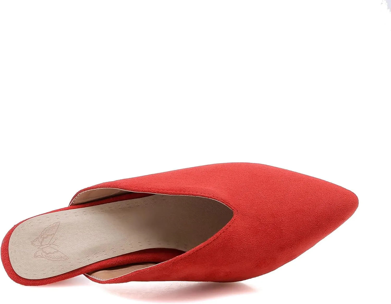 LISYIIZ Womens SS123 Comfort Solid Low Top Imitated Suede Low Flare Slides