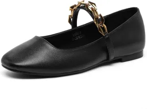 Lryweisy Women's Flats Mary Jane with Buckle Strap Ballet Comfortable Dressy Shoes