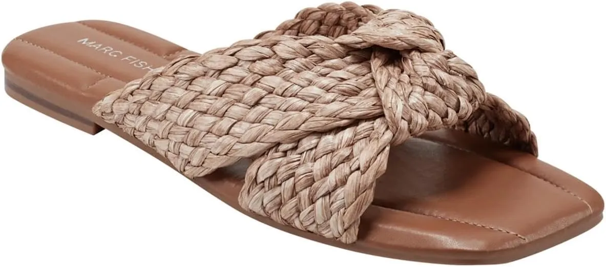 Marc Fisher Womens Lasket Woven Slip-On Slide Sandals Tan 5.5 Medium (B,M), Light Natural