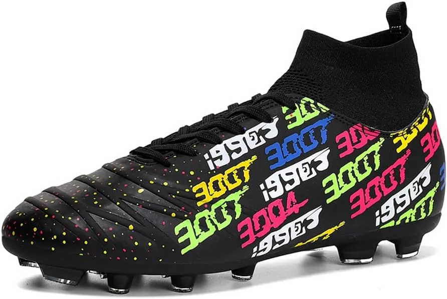 MAUGELY Men's Cleats Firm Ground Soccer Shoes Athletic Lightweight Running Outdoor Turf Comfortable Training Football Shoes