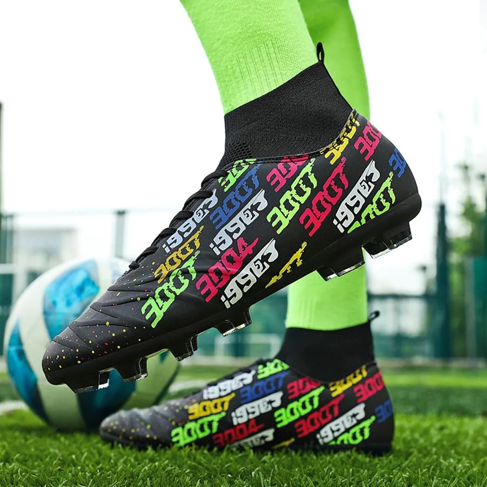 MAUGELY Men's Cleats Firm Ground Soccer Shoes Athletic Lightweight Running Outdoor Turf Comfortable Training Football Shoes