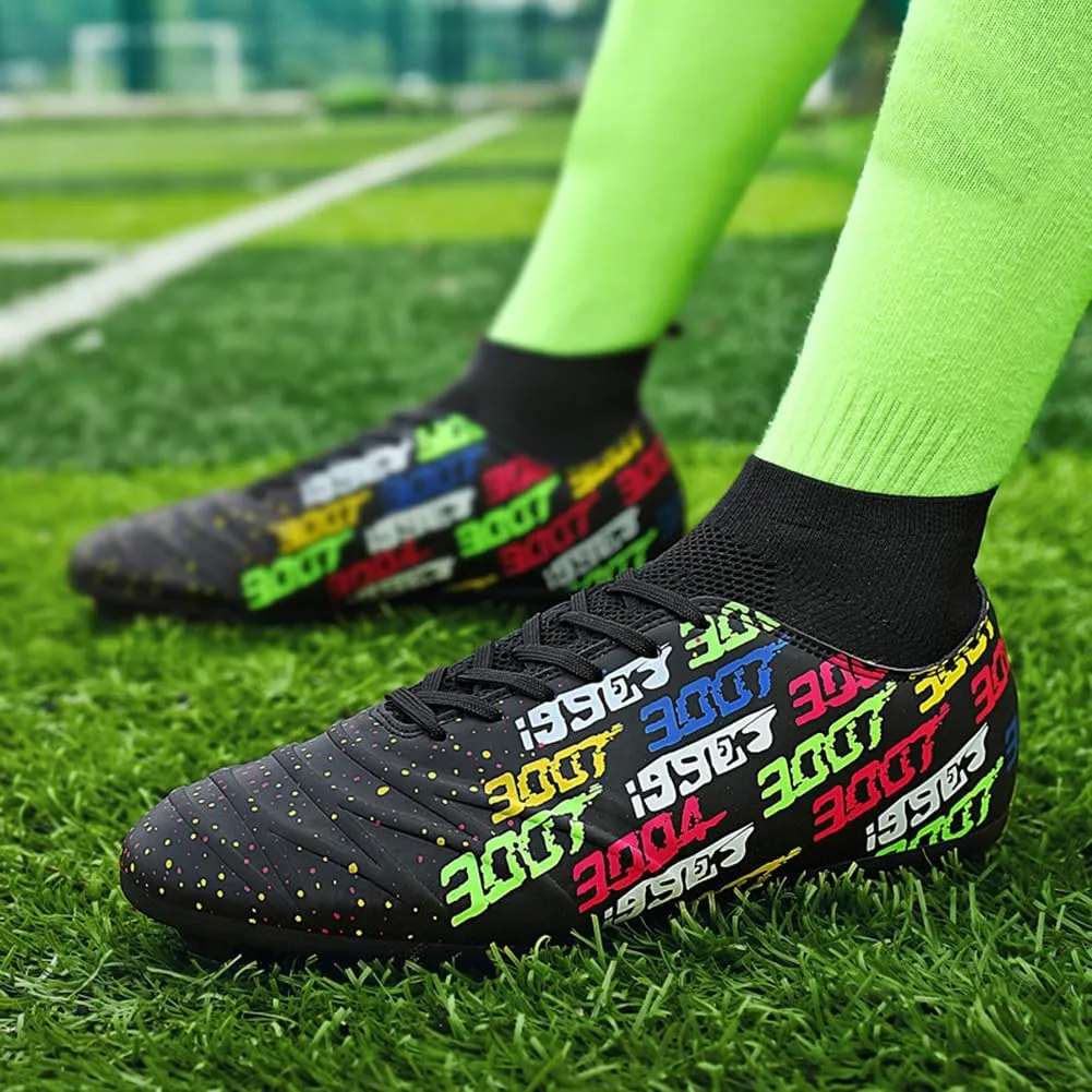 MAUGELY Men's Cleats Firm Ground Soccer Shoes Athletic Lightweight Running Outdoor Turf Comfortable Training Football Shoes