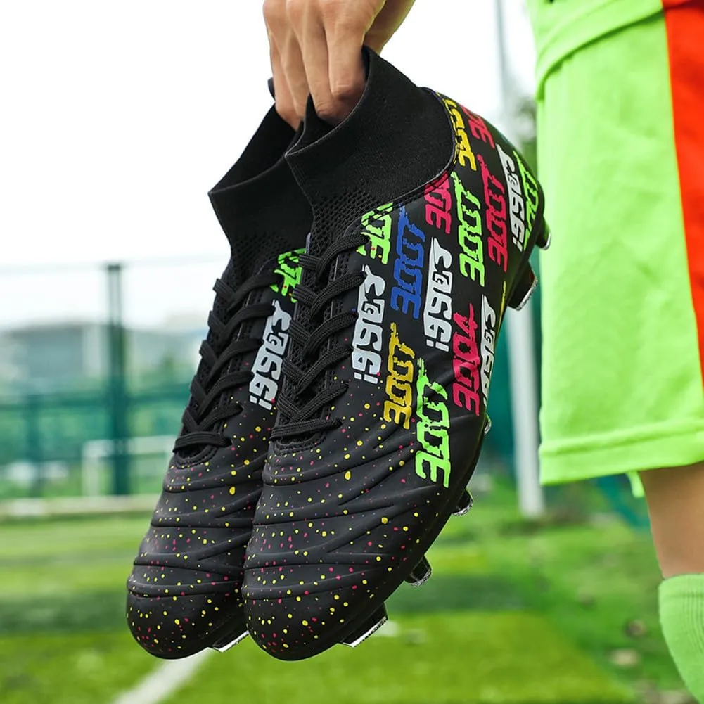 MAUGELY Men's Cleats Firm Ground Soccer Shoes Athletic Lightweight Running Outdoor Turf Comfortable Training Football Shoes