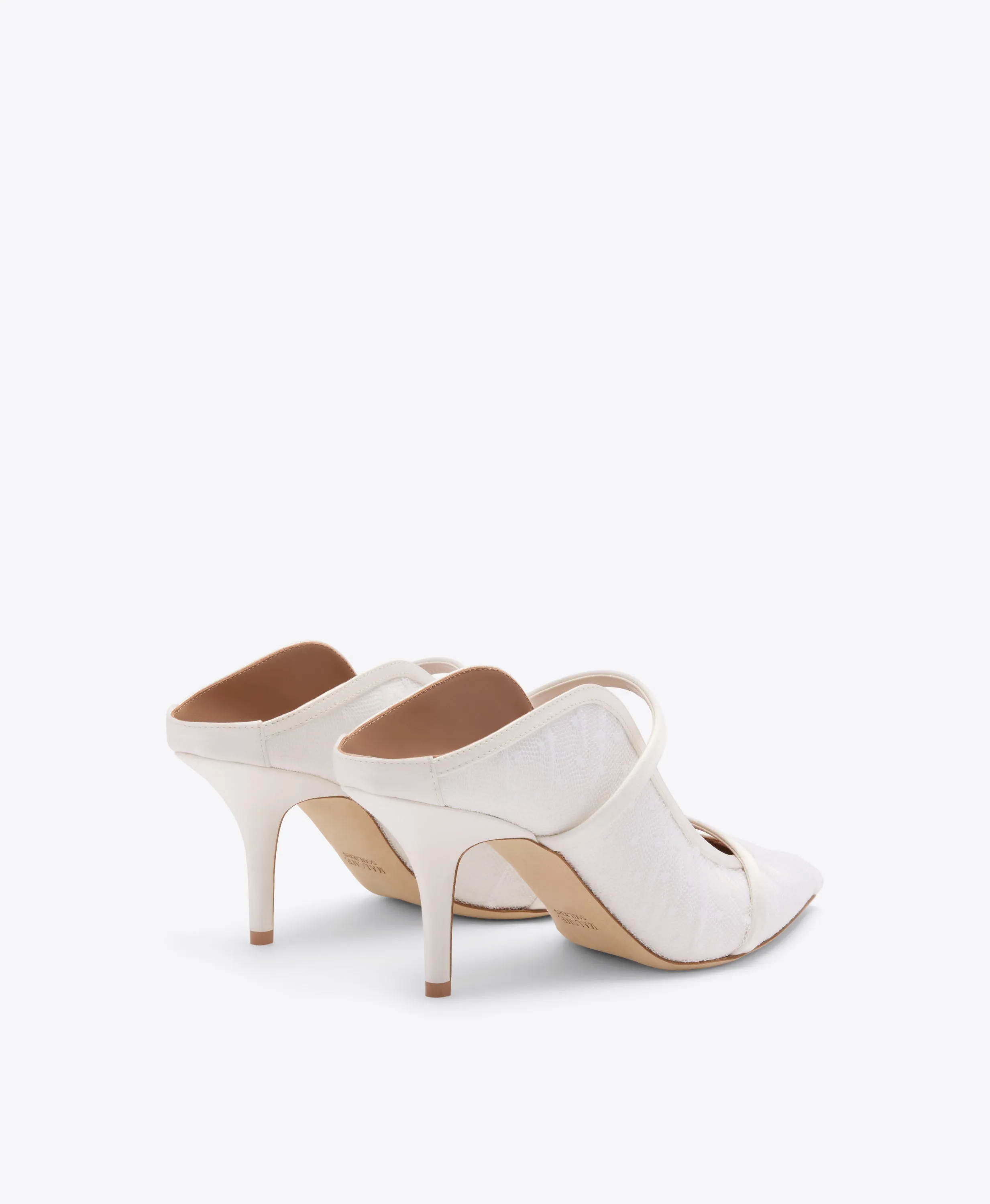 Maureen 70 White Dot Tulle Heeled Mules