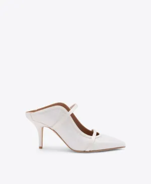 Maureen 70 White Dot Tulle Heeled Mules