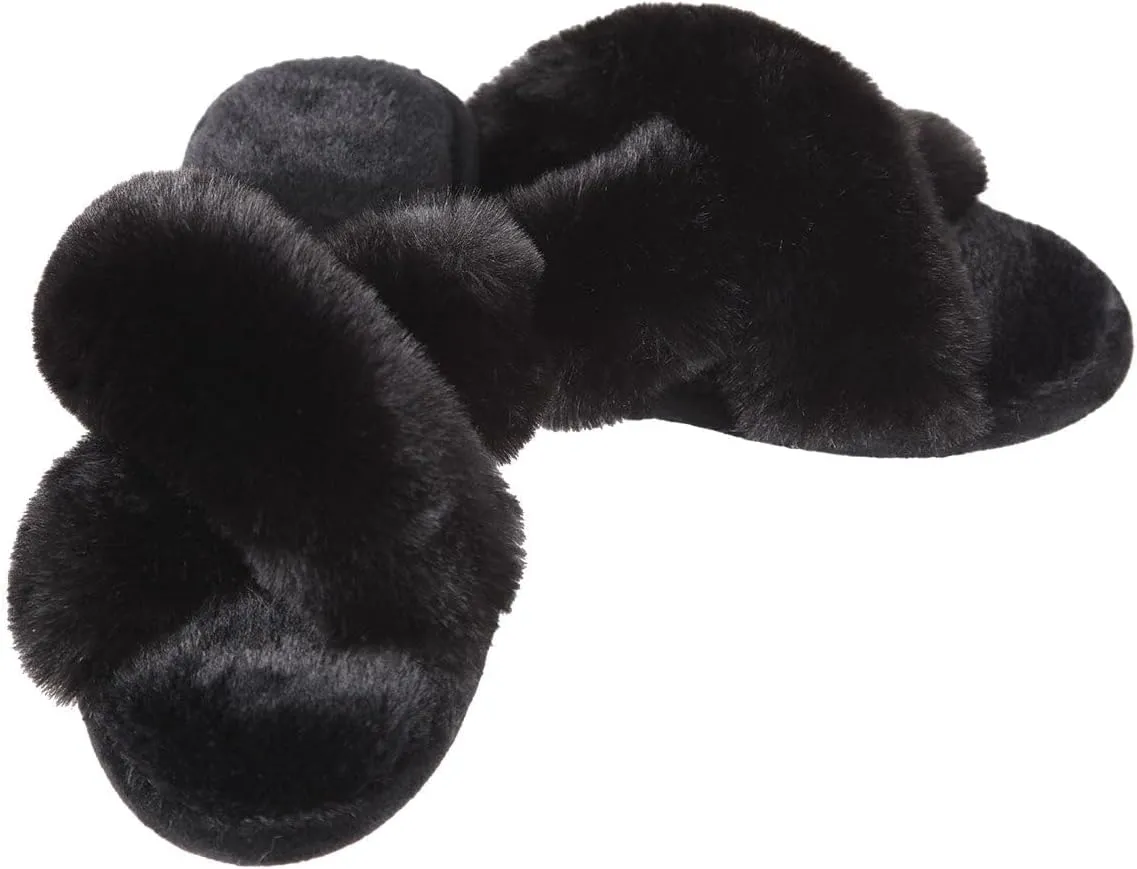 MeMoi Women's Beverly Faux Fur Memory Foam Plush Slipper