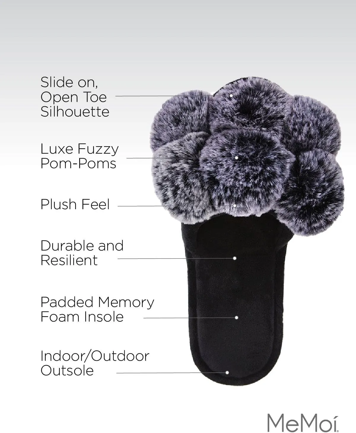 MeMoi Women's Luxe Pom-Pom Memory Foam Plush Slippers
