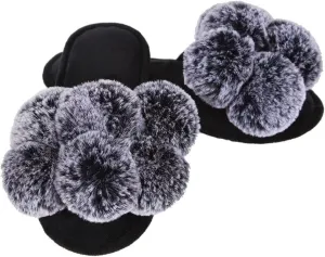 MeMoi Women's Luxe Pom-Pom Memory Foam Plush Slippers
