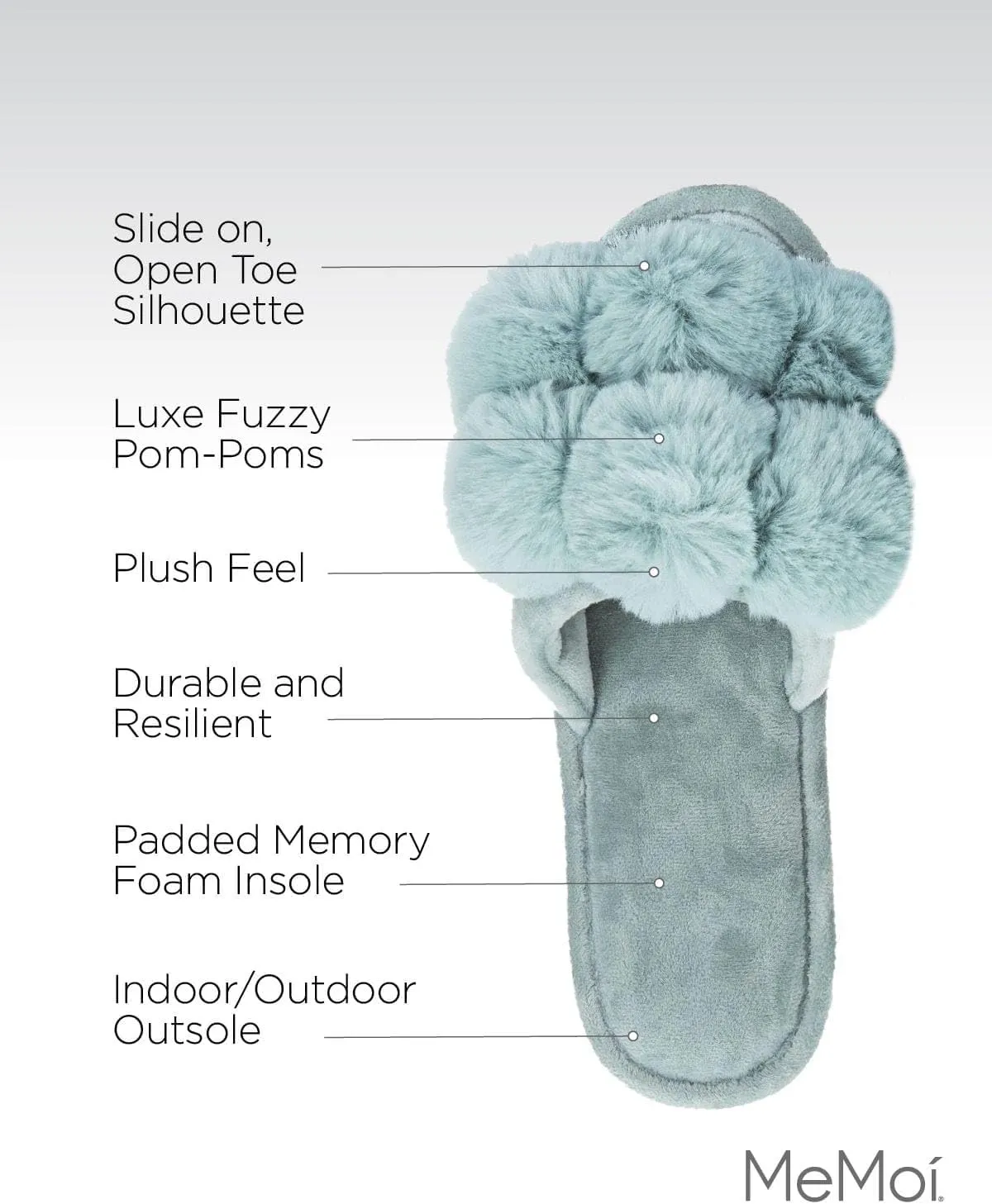 MeMoi Women's Luxe Pom-Pom Memory Foam Plush Slippers