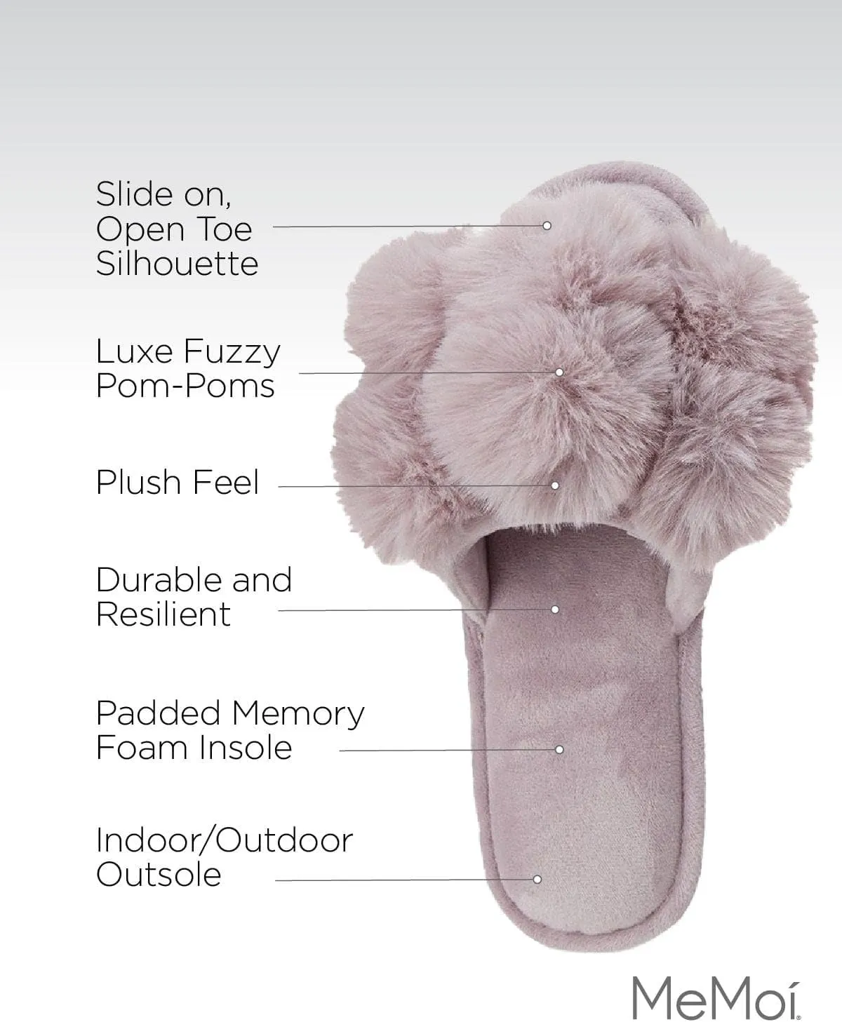 MeMoi Women's Luxe Pom-Pom Memory Foam Plush Slippers