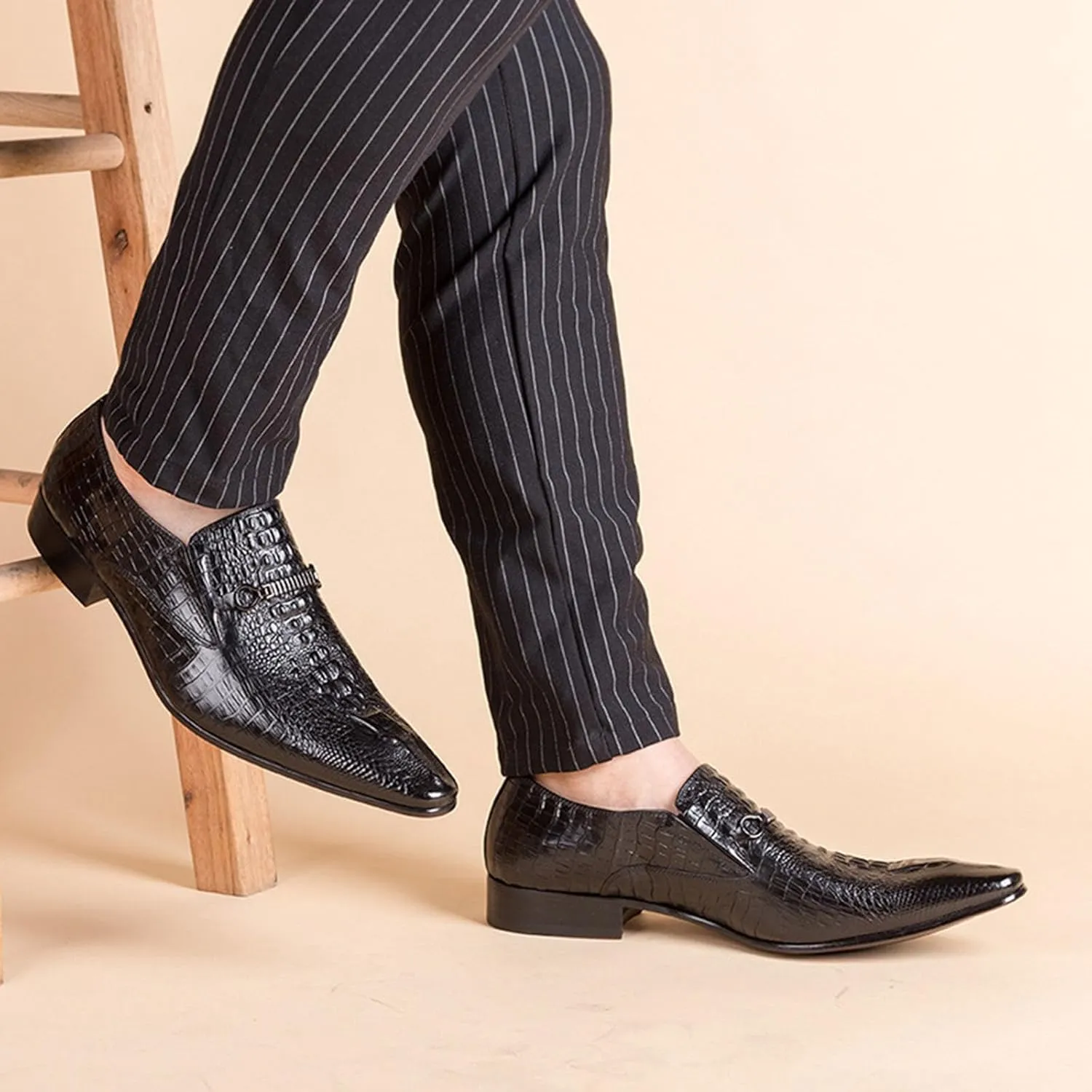 Men's Alligator Crocodile Print Oxfords Fashion Slip on Dress Shoes