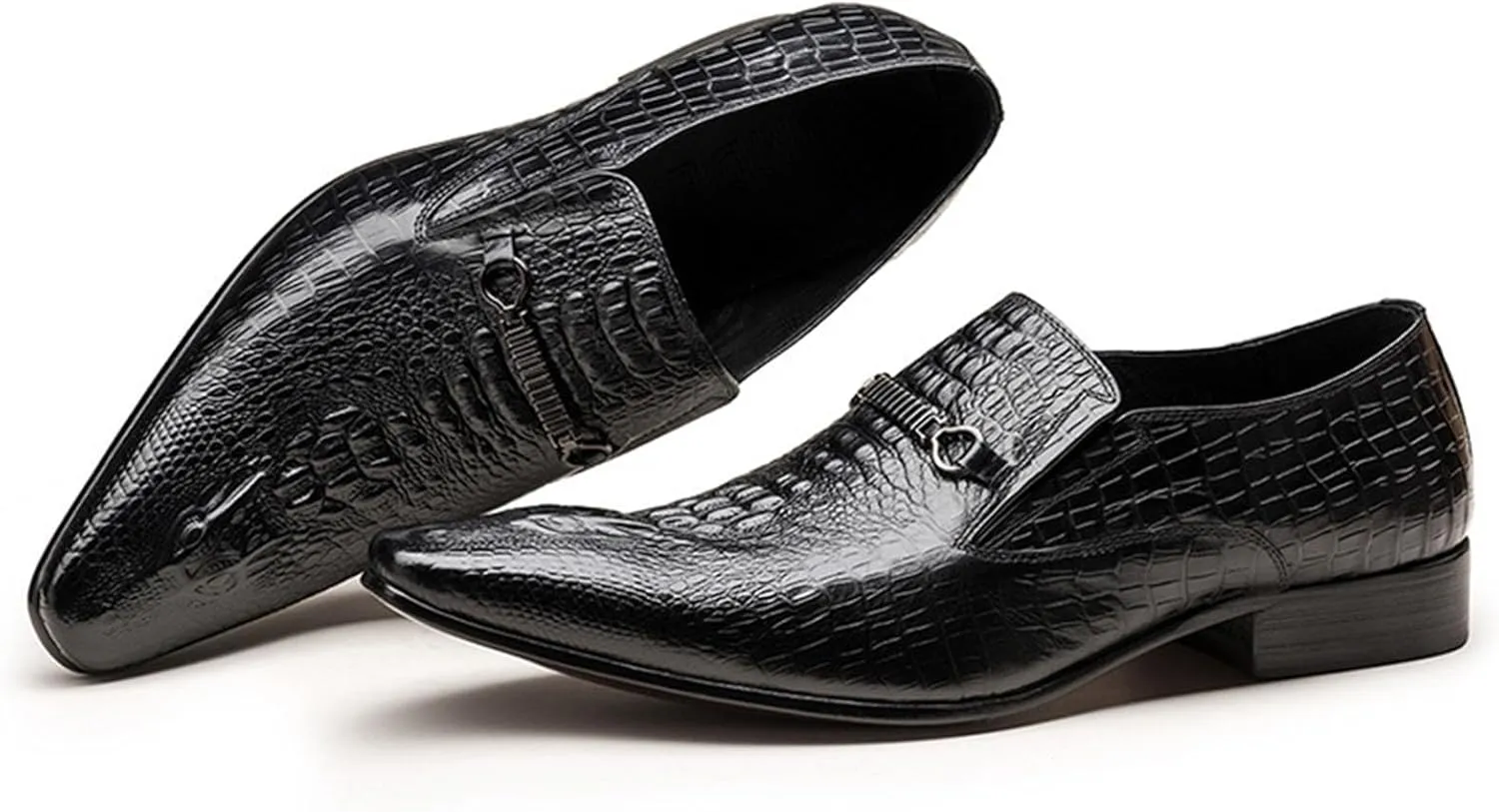 Men's Alligator Crocodile Print Oxfords Fashion Slip on Dress Shoes