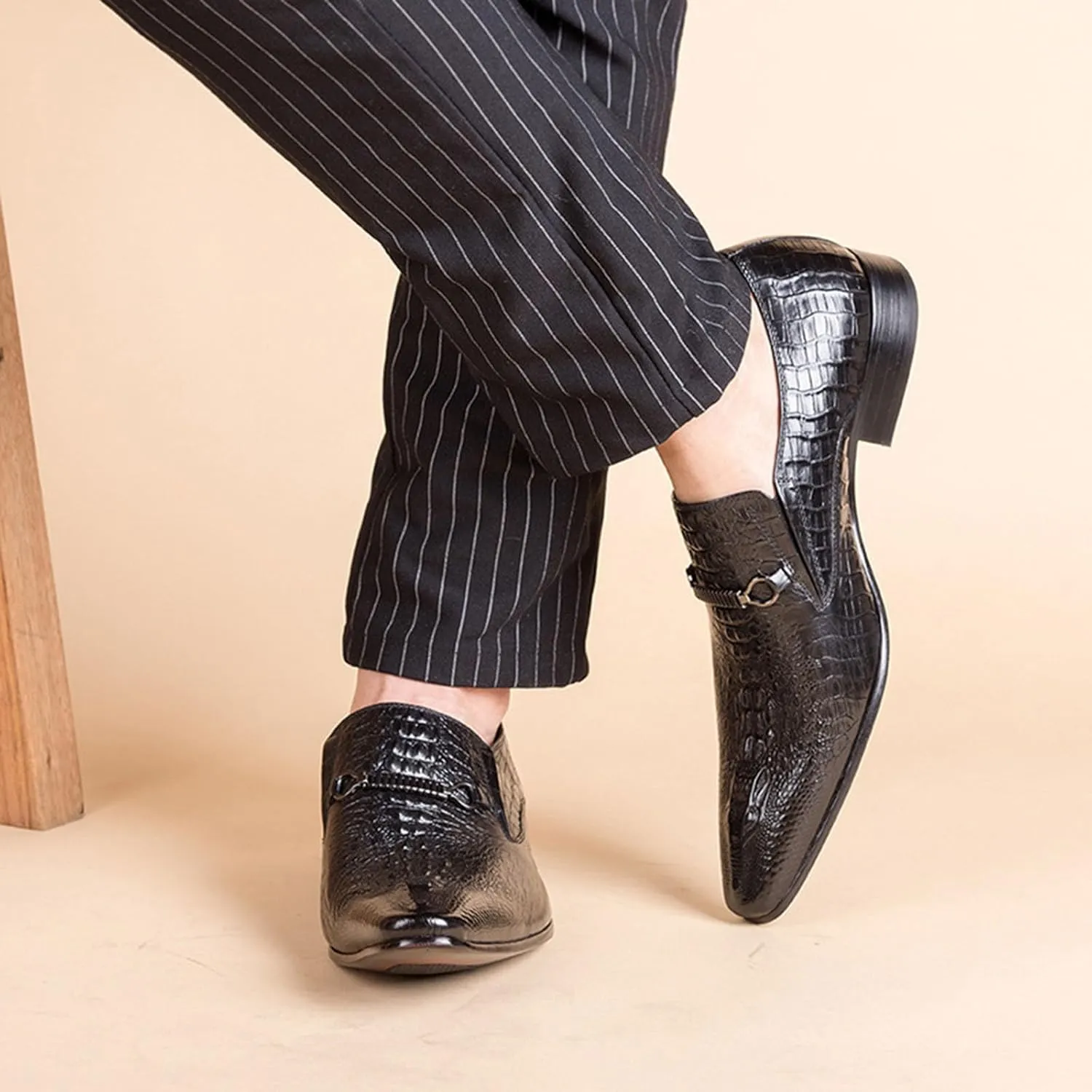 Men's Alligator Crocodile Print Oxfords Fashion Slip on Dress Shoes