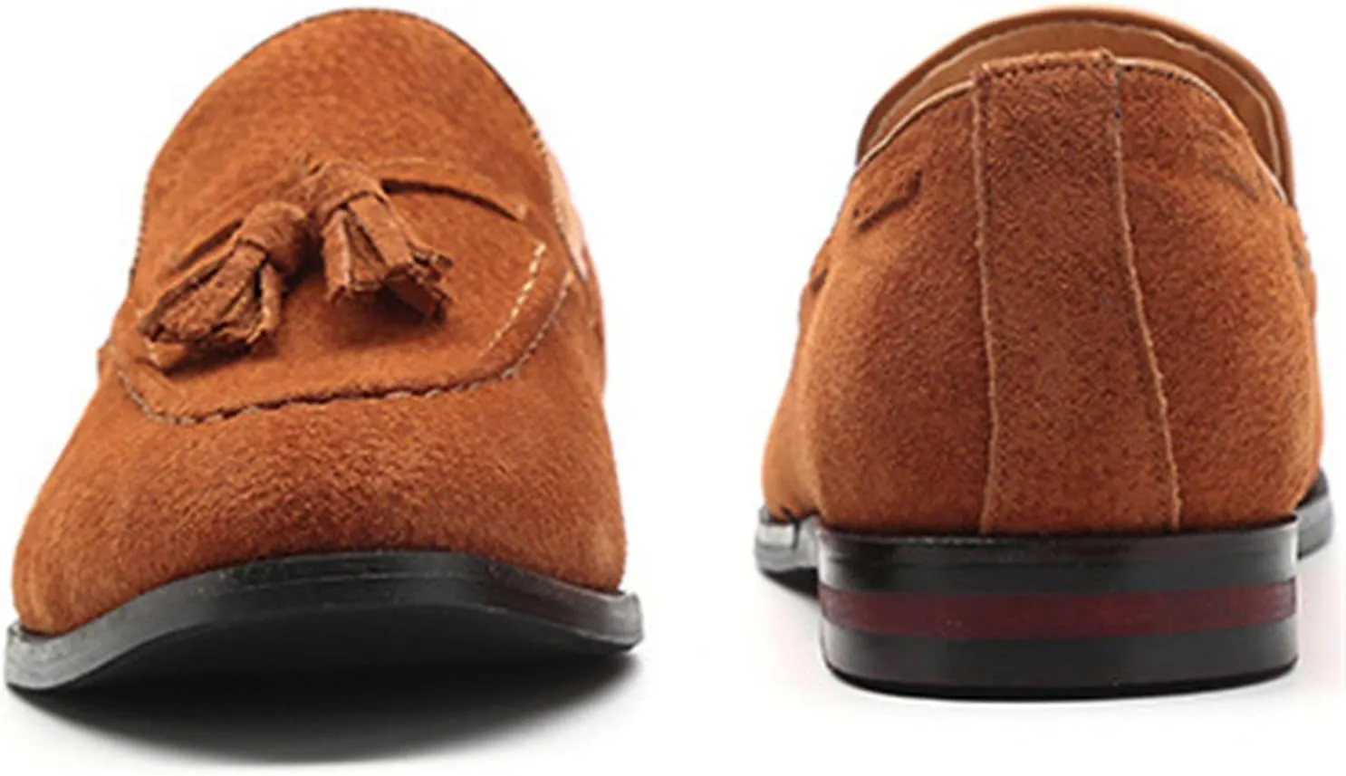 Men's British Style Suede Dress Loafers Slip On Tassels Casual Soft Penny Loafers Driving Shoes Classic Moccasins