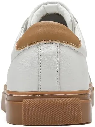 Men's Genuine Leather Sneakers, Casual Flat Skateboarding Shoes, Black, Large Sizes