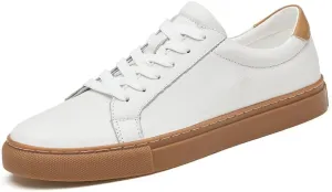 Men's Genuine Leather Sneakers, Casual Flat Skateboarding Shoes, Black, Large Sizes