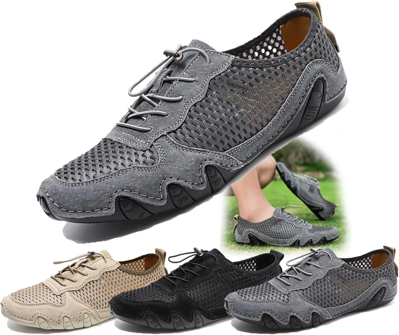 Men's Lightweight Casual Sneakers Non-Slip Breathable Mesh Walking Slip-On Casual Sneakers for Hiking, Walking, Driving & Everyday Wear