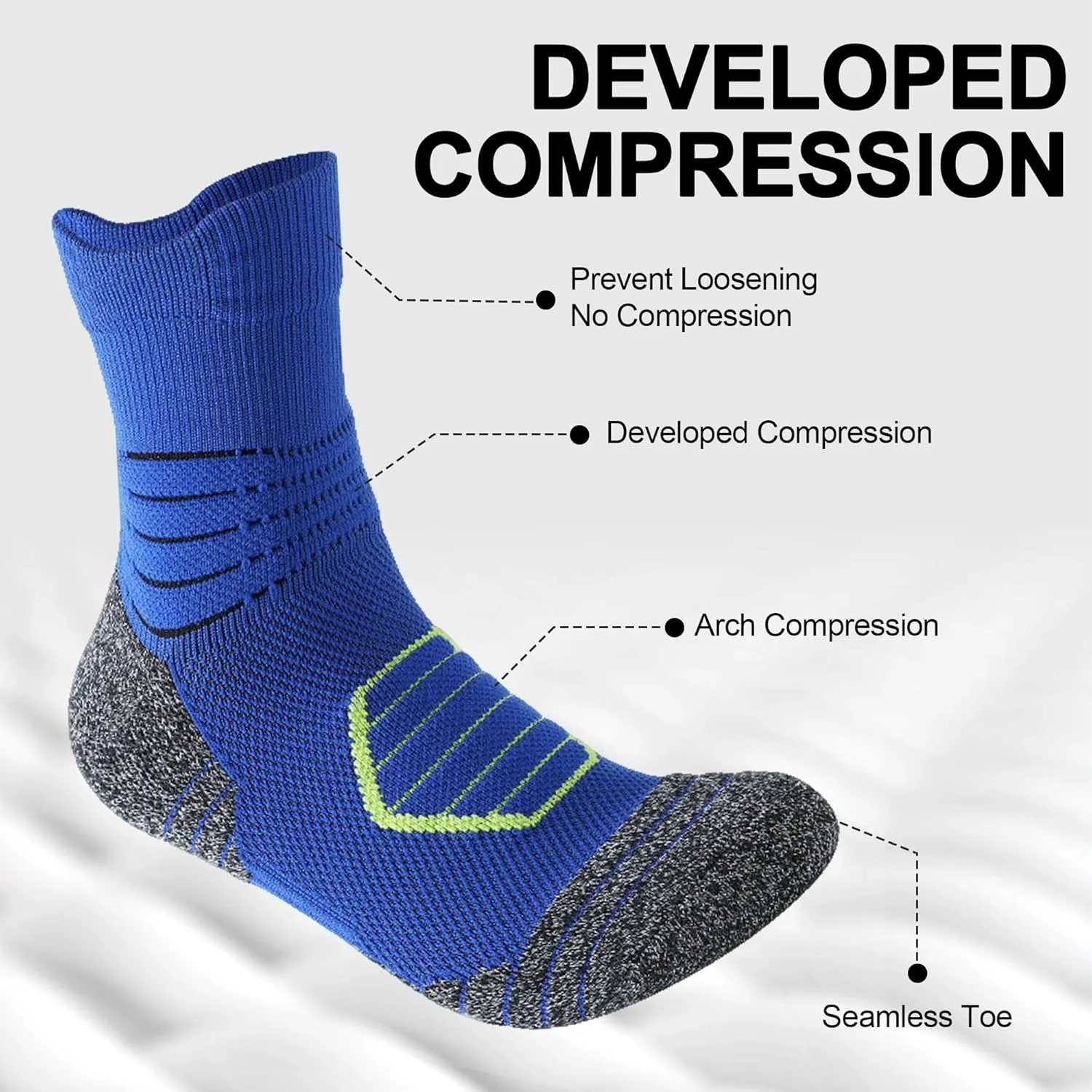 Mens Quarter Socks,Compression Cushioned Anti-Blister Athletic Socks for Running Hiking Basketball