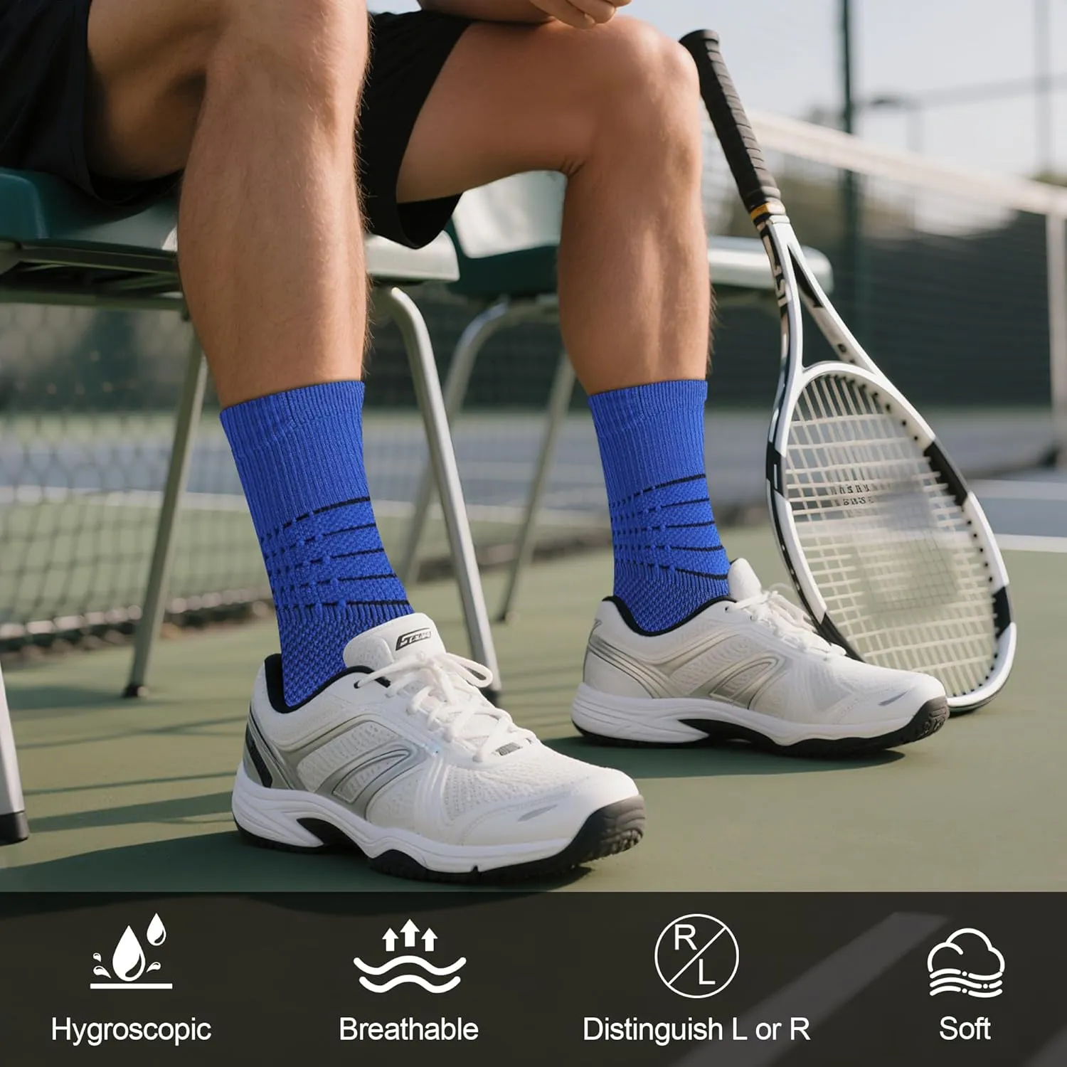 Mens Quarter Socks,Compression Cushioned Anti-Blister Athletic Socks for Running Hiking Basketball