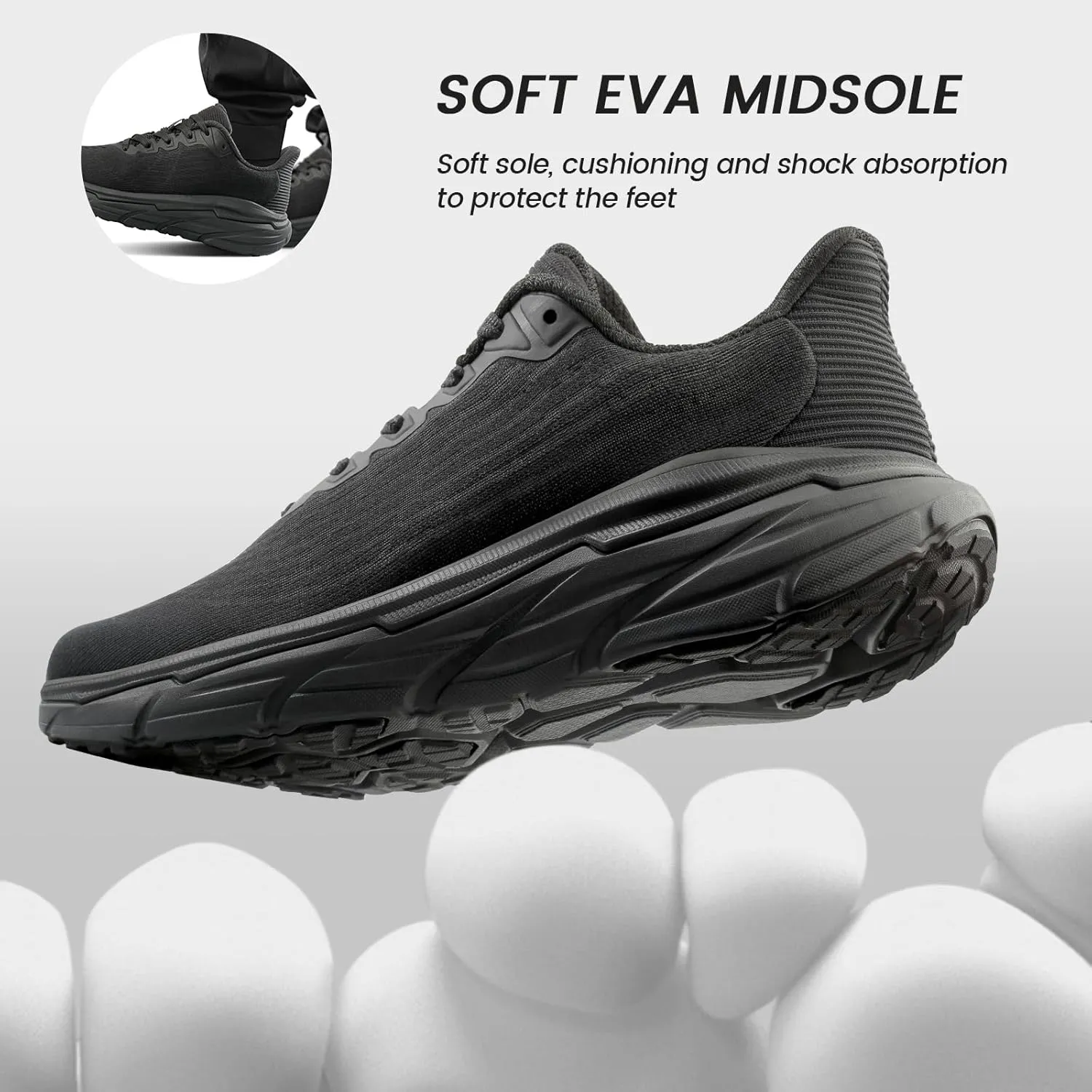 Mens Slip On Walking Shoes Running Tennis Shoes for Athletic Workout Gym Casual Non Slip Training Sneakers Breathable Knit Upper Indoor Outdoor