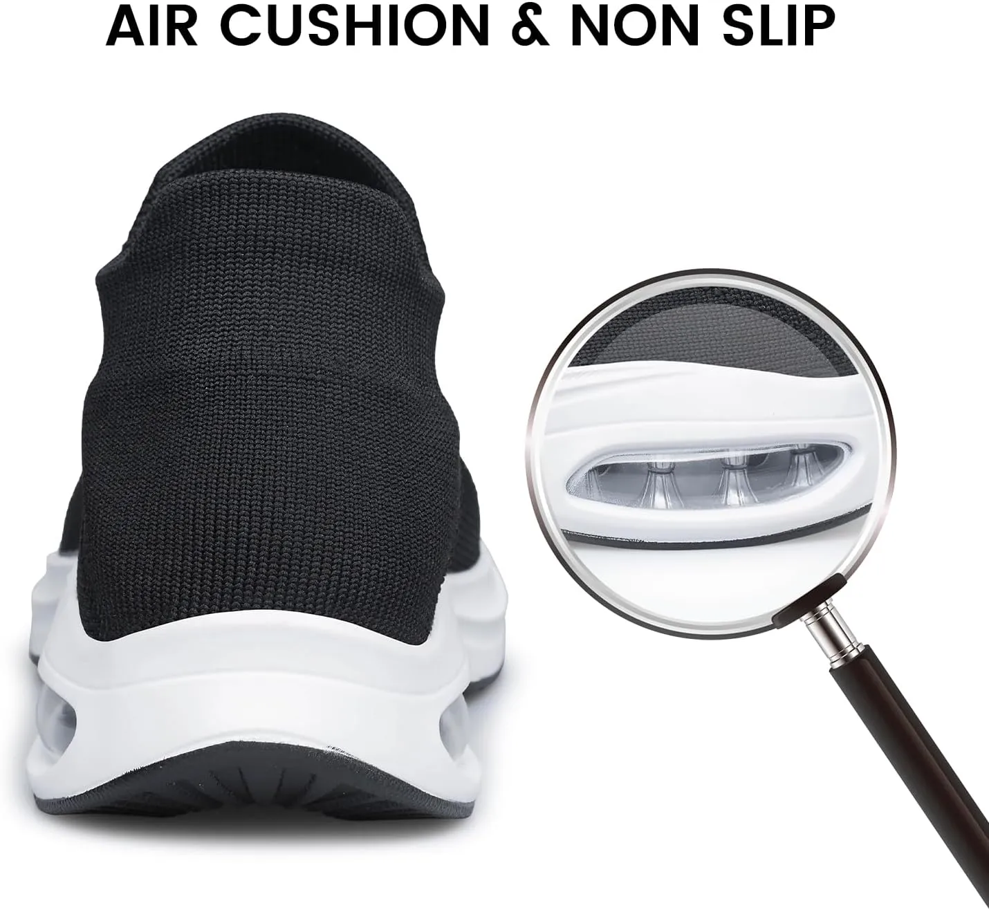 Mens Walking Shoes Sock Casual Fashion Sneakers Comfortable Slip On Air Cushion Workout Athletic Gym Running Shoes