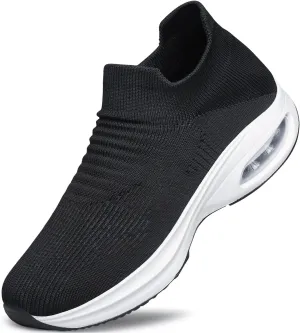 Mens Walking Shoes Sock Casual Fashion Sneakers Comfortable Slip On Air Cushion Workout Athletic Gym Running Shoes