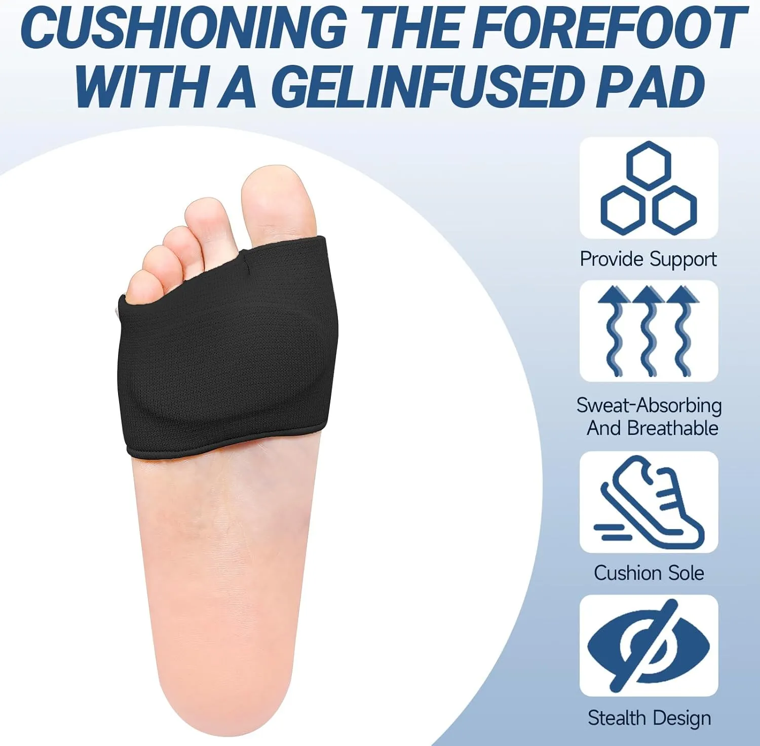 Metatarsal Pads for Women & Men 2 Pack - Gel Cushioned Orthotic Inserts, Ball of Foot Pain Relief for Metatarsalgia, Morton's Neuroma, Metatarsal Support Pads for Women Men (2 Pairs)