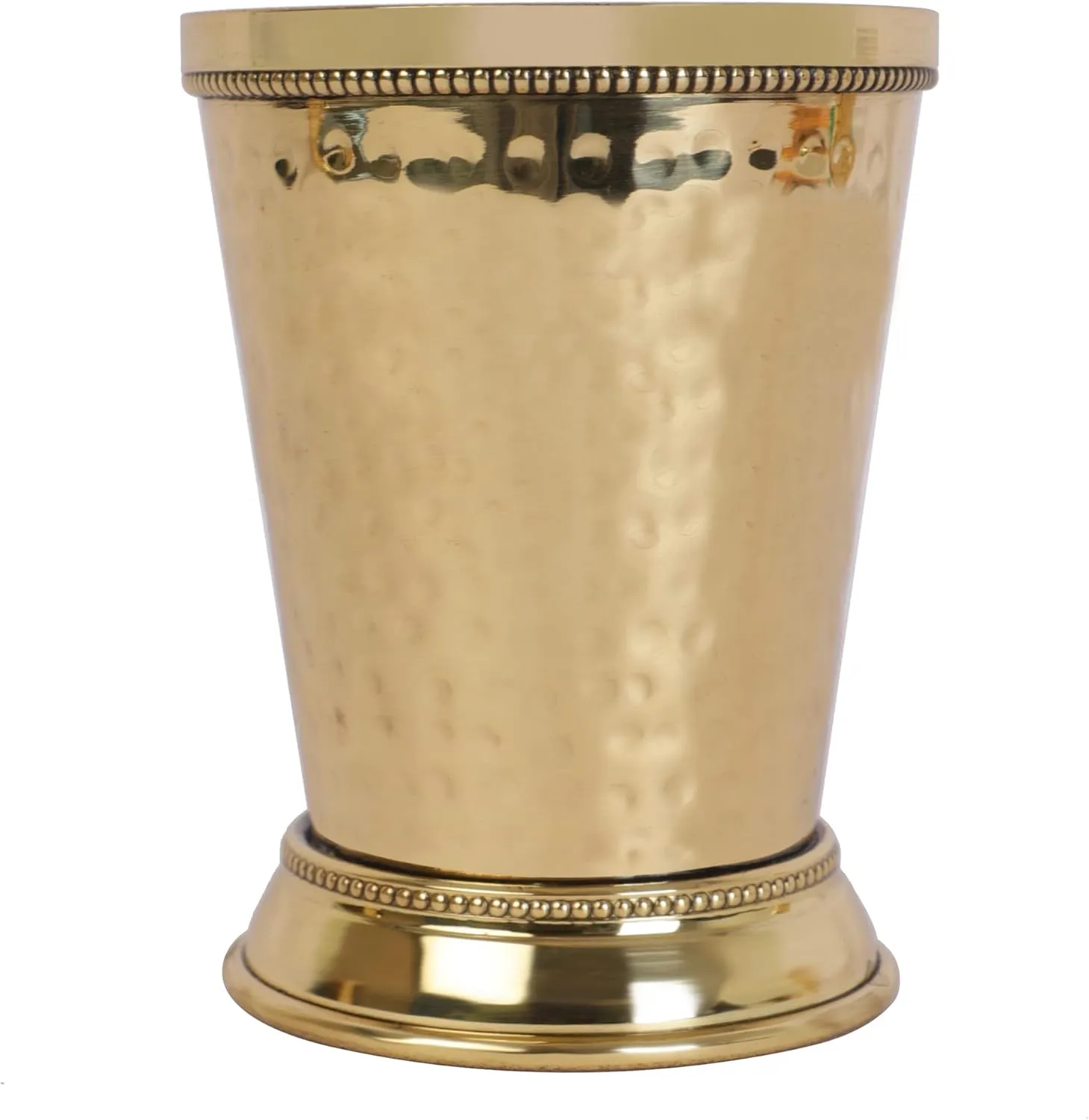 Mint Julep Cups For Bourbon Cocktail Moscow Mule Classic Beaded Trim Border Made by Soild Brass Capacity-12 Ounce (Hammered, 2)