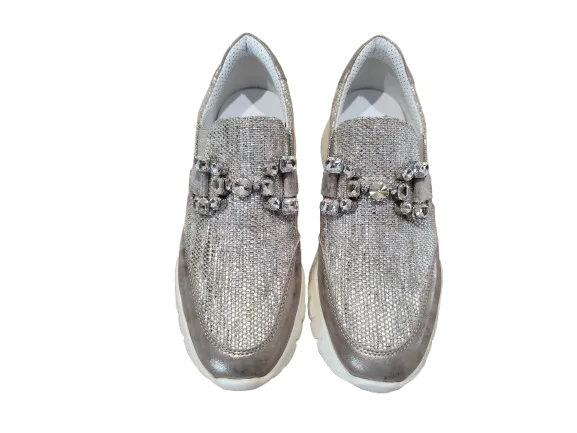 Mocassini slip-on Positano argento - OFFICINE VENETE