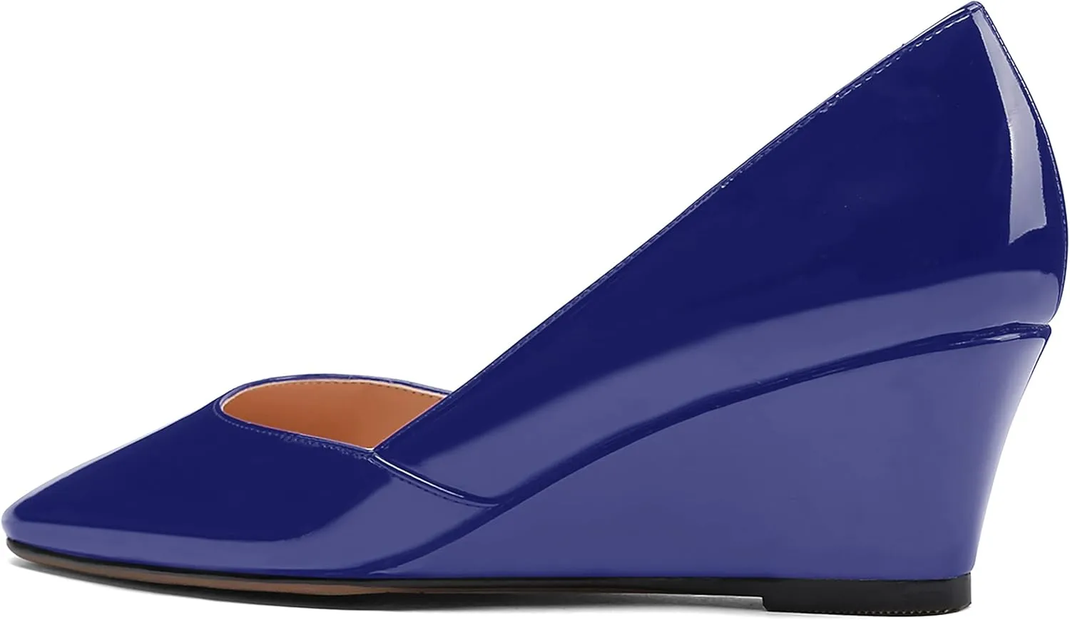 MODENCOCO Women's Patent Casual Slip On Square Toe Office Wedge Low Heel Pumps Shoes 2 Inch