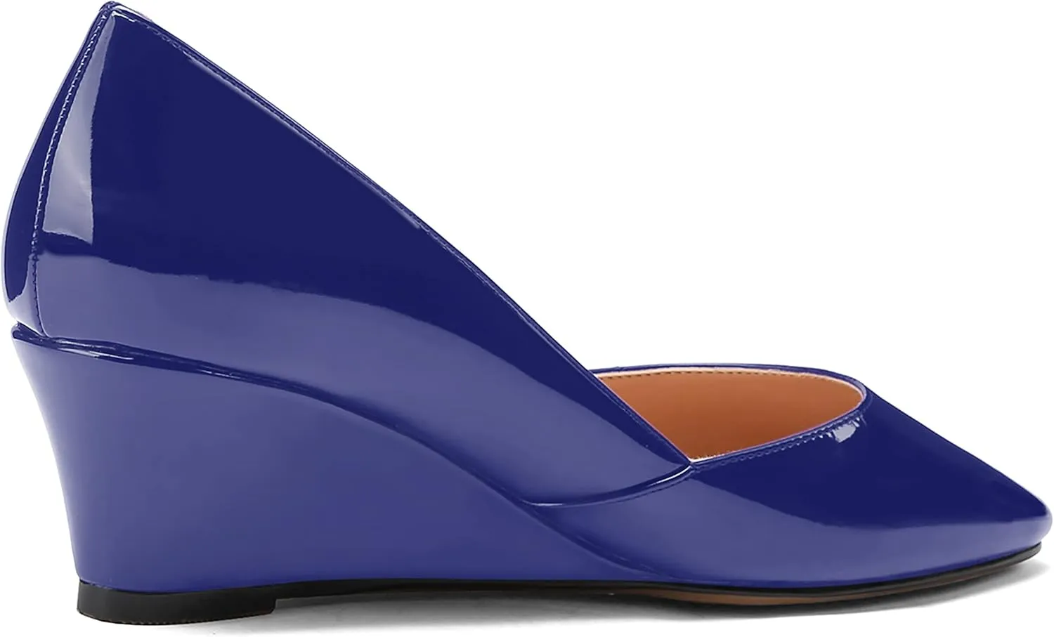 MODENCOCO Women's Patent Casual Slip On Square Toe Office Wedge Low Heel Pumps Shoes 2 Inch